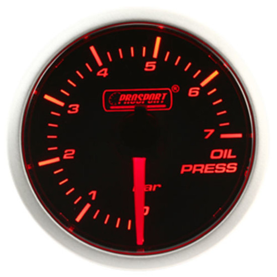Oil Pressure W/Peak Hold (BAR) Amber/White 52mm