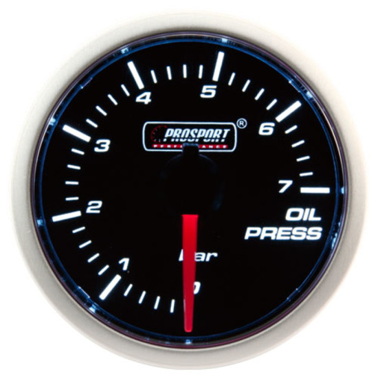 Oil Pressure W/Peak Hold (BAR) Amber/White 52mm