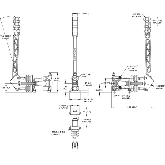 HAND BRAKE,ASSEMBLY,DUAL M/C,11:1 RATIO
