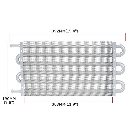 Aluminium 6 Rows Remote Trans Oil Cooler 304.8mmX190.5mmX19.05mm