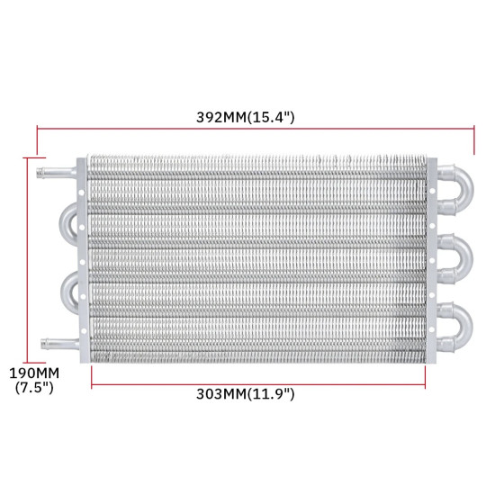 Aluminium 6 Rows Remote Trans Oil Cooler 304.8mmX190.5mmX19.05mm