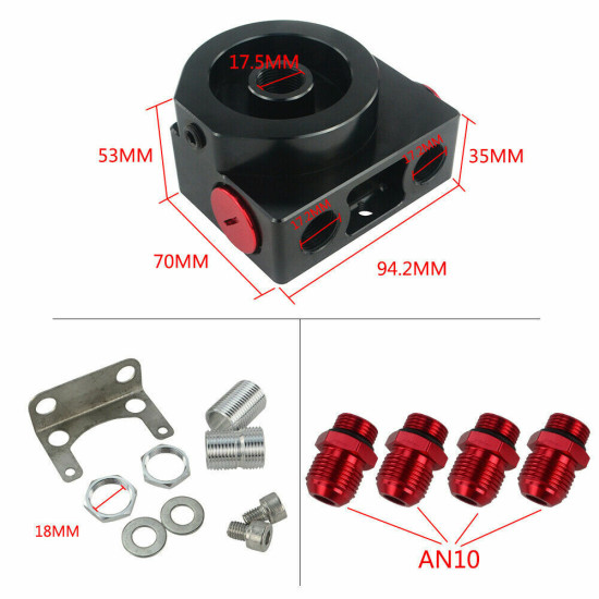 Oil Filter Sandwich Adaptor with AN10 Fitting and remote block with thermostat