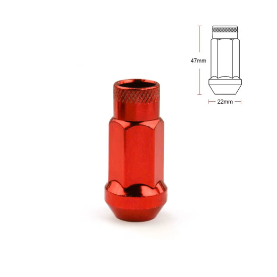 Red Steel Lug Nuts M12 1.5 47mm Open(20pcs)