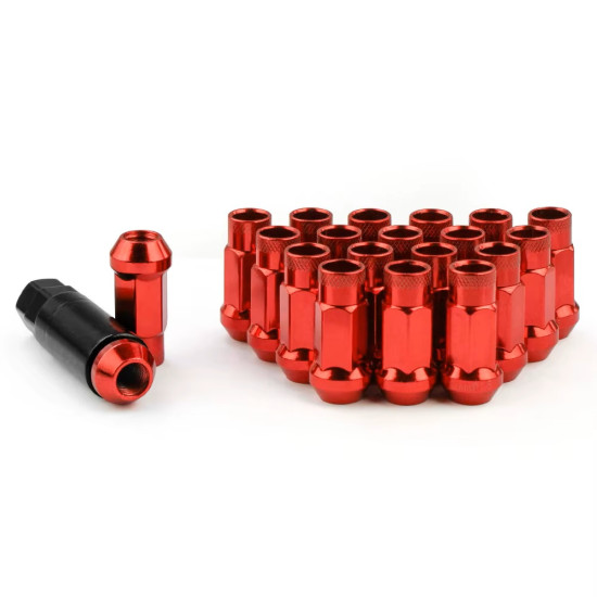 Red Steel Lug Nuts M12 1.5 47mm Open(20pcs)