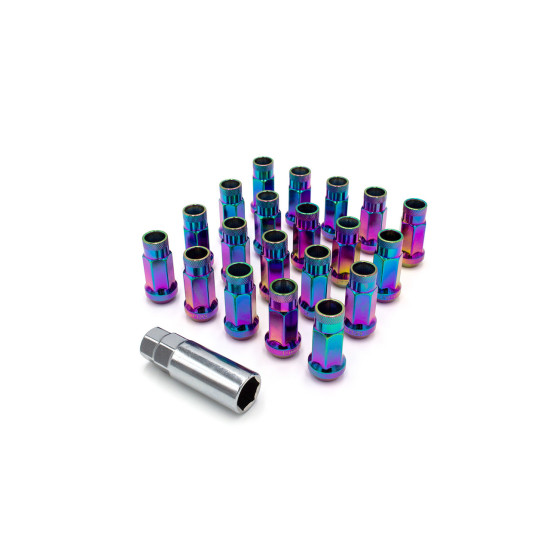 Steel 50mm Open Ended Lug Nuts M12x1.25 - Neo Chrome