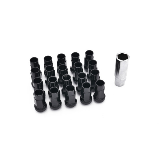 Steel 50mm Open Ended Lug Nuts M12x1.50 - Black