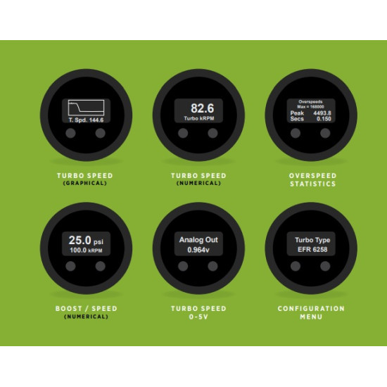 Turbo Speed Gauge Without Sensor (Includes open auxiliary channels for other devices such as MAP, Thermocouples, and Pressure Transducers)