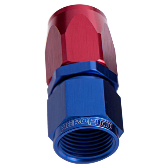 100 / 150 Series Taper Style One Piece Full Flow Swivel Straight Hose End -4AN - Blue/Red Finish