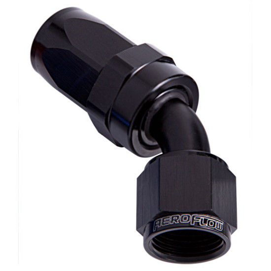 100 Series Swivel Taper 45° Hose End -8AN - Black Finish