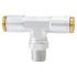 Push to Connect 1/8" NPT to 1/4" OD Nylon Hose Tee Fitting - Silver Finish