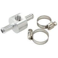 Inline 5/16" Barb Adapter with 1/8" Port - Silver Finish Inline 5/16" Barb Adapter with 1/8" Port - Silver Finish
