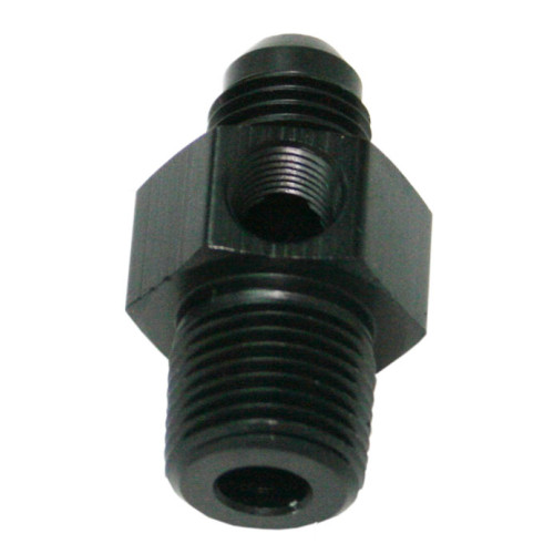 Male NPT to Adapter 3/8" to -6AN with 1/8" Port - Black Finish