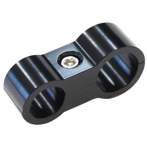 Stepped Billet Aluminium Dual Hose Separators - 7/16"  I.D. & 5/8"  I.D. Black finish