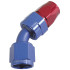 200 Series PTFE 45° Hose End -3AN -  Blue/Red Finish. Suit 200 Series Hose