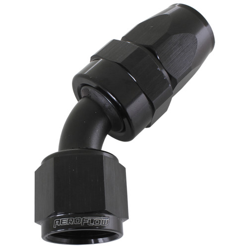 200 Series PTFE 45° Hose End -3AN - Black Finish. Suit 200 Series Hose