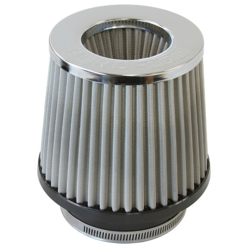 Universal Round Tapered 4" (101.6mm) Clamp-On Filter - Chrome Top Inverted Filter