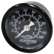 1-1/2" 100 psi Pressure Gauge - Black Face, White Pointer, 1/8" NPT Male Thread