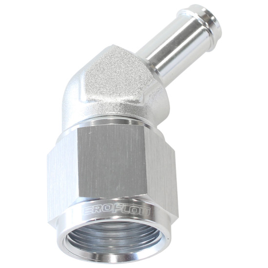 45° Hose Barb 3/8" to -8AN - Silver Finish 45° Hose Barb 3/8" to -8AN - Silver Finish