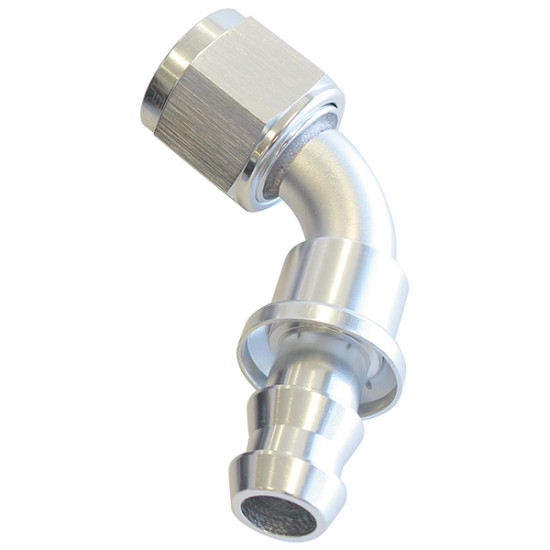 400 Series Push Lock 60° Hose End -8AN - Silver Finish. Suits 400 Series Hose