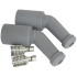 Xpro Silicone 45° GM LS Coil Boots & Terminals - Grey, 2 pack
