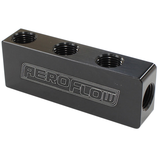 Compact Distribution Block - 1 In - 6 Out, All Ports 1/8"NPT, Black Finish