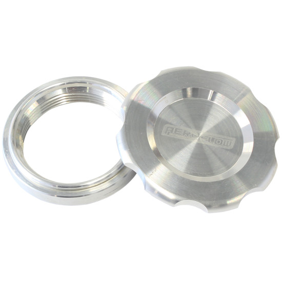 Low Profile Billet Aluminium Filler Cap & Bung - 2" Female weld-on bung - Raw Cap