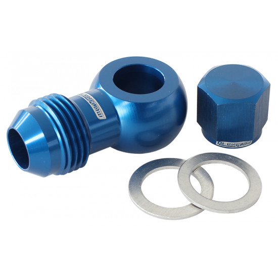 90° Fuel Pump Banjo Kit - Blue - -8AN, Includes Banjo Fitting & Cap