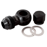 90° Fuel Pump Banjo Kit - Black - -8AN, Includes Banjo Fitting & Cap