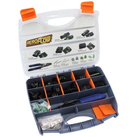 Weatherpack Connector Kit - Kit Includes 1,2,3,4,6 Pin Connectors, Terminals & Crimp Tool