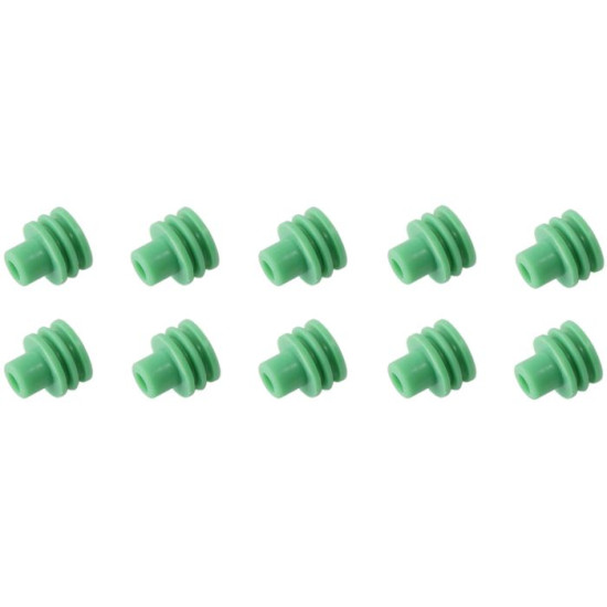 Replacement Weatherpack Wire Seal - Green Suit 14-16 AWG Wire, 10-Pack
