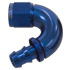 510 Series Full Flow Tight Radius Push Lock 150° Hose End -8AN - Blue Finish. Suit 400 Series Hose