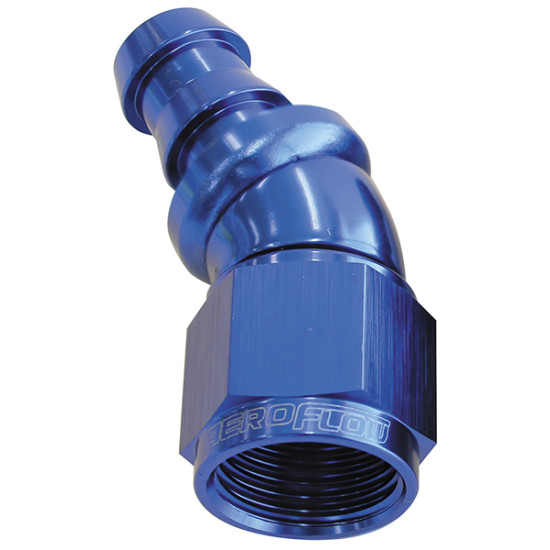 510 Series Full Flow Tight Radius Push Lock 30° Hose End -10AN - Blue Finish. Suit 400 Series Hose
