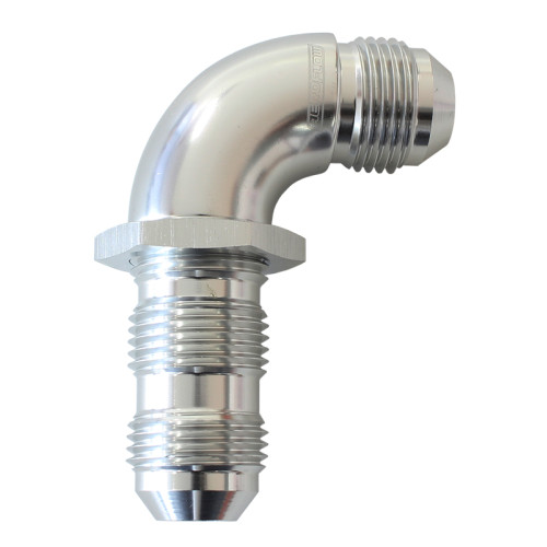 90° Full Flow AN Bulkhead -8AN - Silver Finish