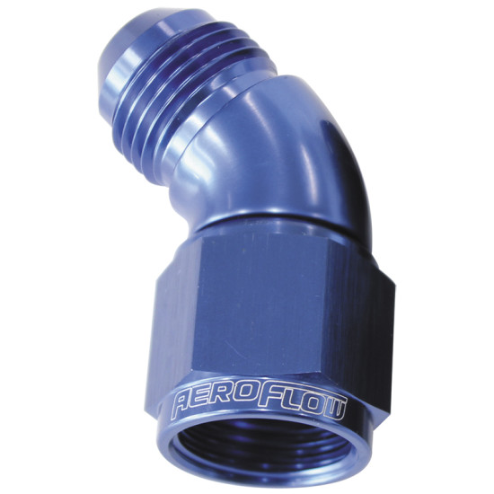 45° Full Flow Female/Male Flare Swivel -20AN - Blue 45° Full Flow Female/Male Flare Swivel -20AN - Blue