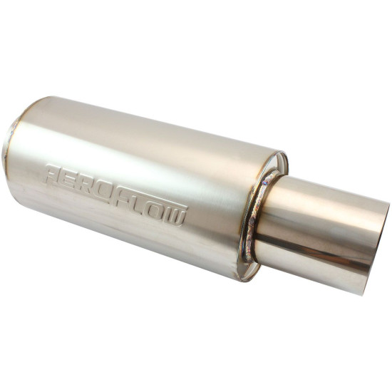 5500 Series Stainless Steel 3" Round Muffler 3" Inlet, 18" Length, 6" Diameter, 5" Tip