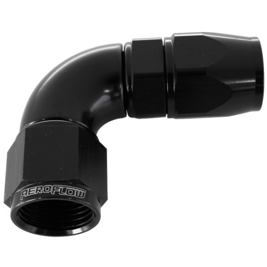 One-Piece Full Flow 90° PTFE Hose End -8AN - Black Finish - 25 pack