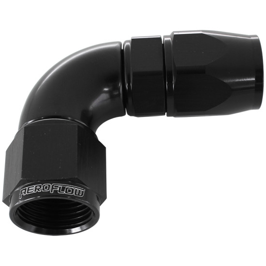 570 Series One-Piece Full Flow 90° Hose End -8AN - Black Finish. Suit 200 Series PTFE Hose