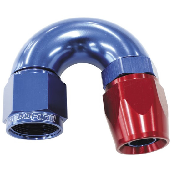 570 Series One-Piece Full Flow 180° Hose End -3AN -  Blue/Red Finish. Suit 200 Series PTFE Hose