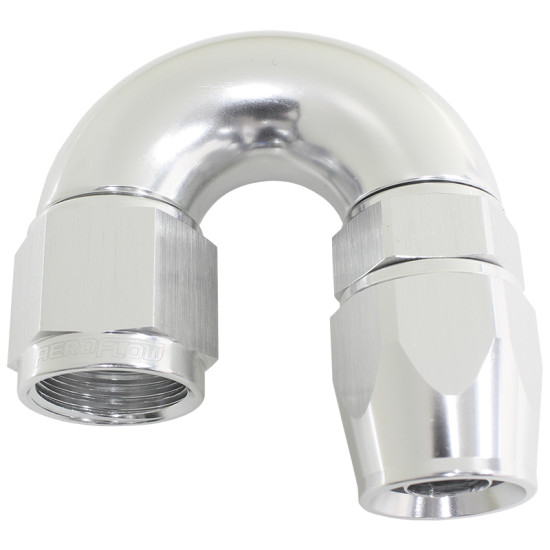 570 Series One-Piece Full Flow 180° Hose End -16AN -  Silver Finish. Suit 200 Series PTFE Hose