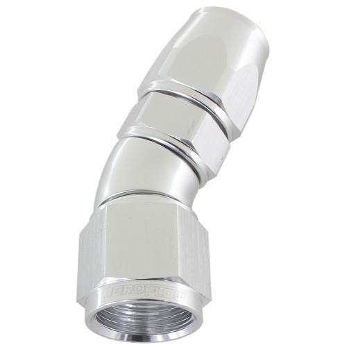 570 Series One-Piece Full Flow 30° Hose End -6AN - Silver Finish. Suit 200 Series PTFE Hose