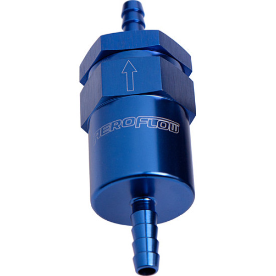 30 Micron Billet Fuel Filter 3/8" Barb - Blue Finish. 2"