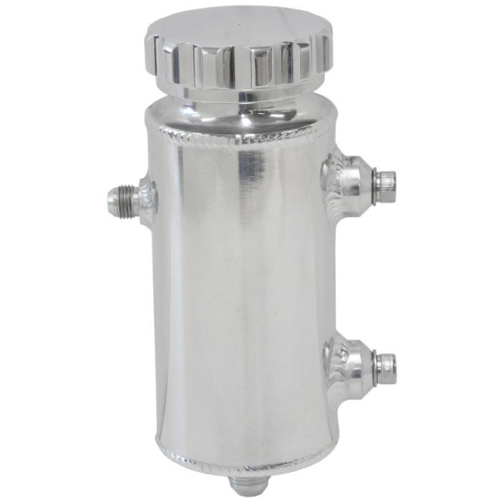 Universal 650mL Alloy Power Steering Reservoir - Polished Finish 8" Height x 3" Diameter, -8AN Feed and -6AN Return Ports