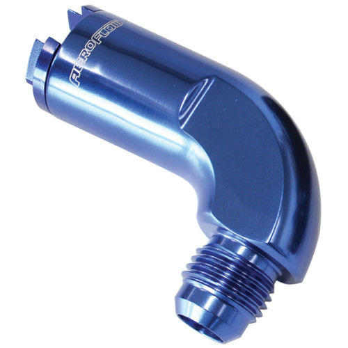 90° Push-On EFI Fuel Fitting - 3/8" hose pressure side to -6AN, Blue