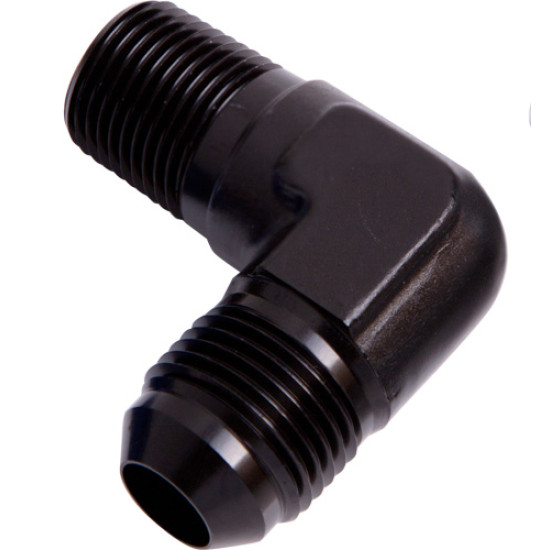 90° NPT to Male Flare Adapter 1/4" to -4AN - Black Finish
