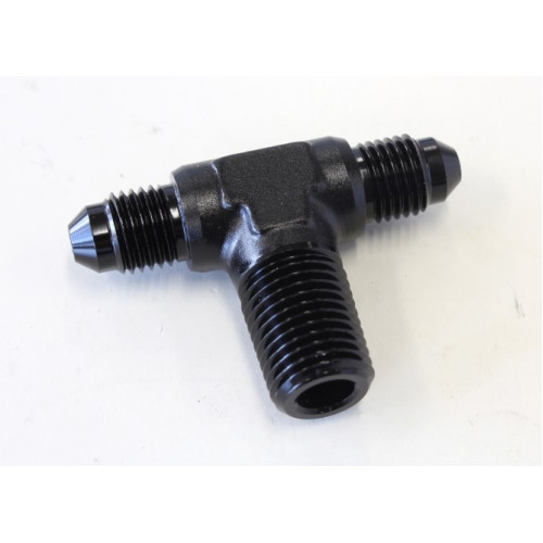 Tee with NPT On Side 1/4" to -4AN - Black Finish