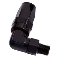 Male NPT Taper Swivel 90° Hose End 1/8" to -6AN - Black Finish Male NPT Taper Swivel 90° Hose End 1/8" to -6AN - Black Finish