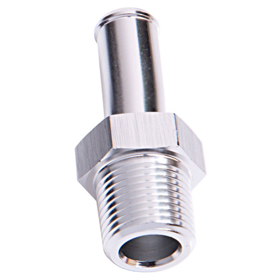 Male NPT to Barb Straight Adapter 1/8" to 1/4" - Silver Finish Male NPT to Barb Straight Adapter 1/8" to 1/4" - Silver Finish