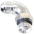 90° ORB to Male AN Full Flow Adapter -16 ORB to -12AN - With Jam Nut, Silver Finish