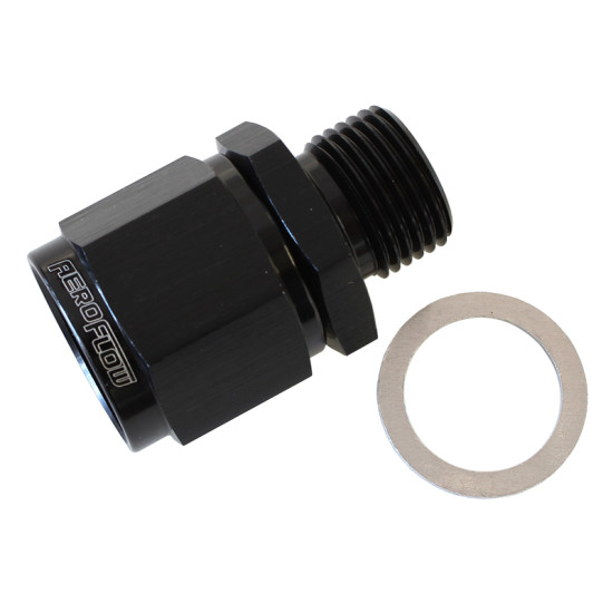 Male M14 x 1.5 to Female -10AN Swivel Adapter - Supplied With Washer, Black Finish