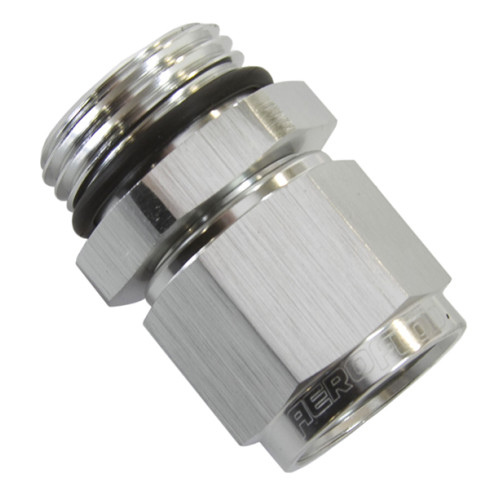 Male -12 ORB to Female -8AN Swivel Adapter - Silver Finish